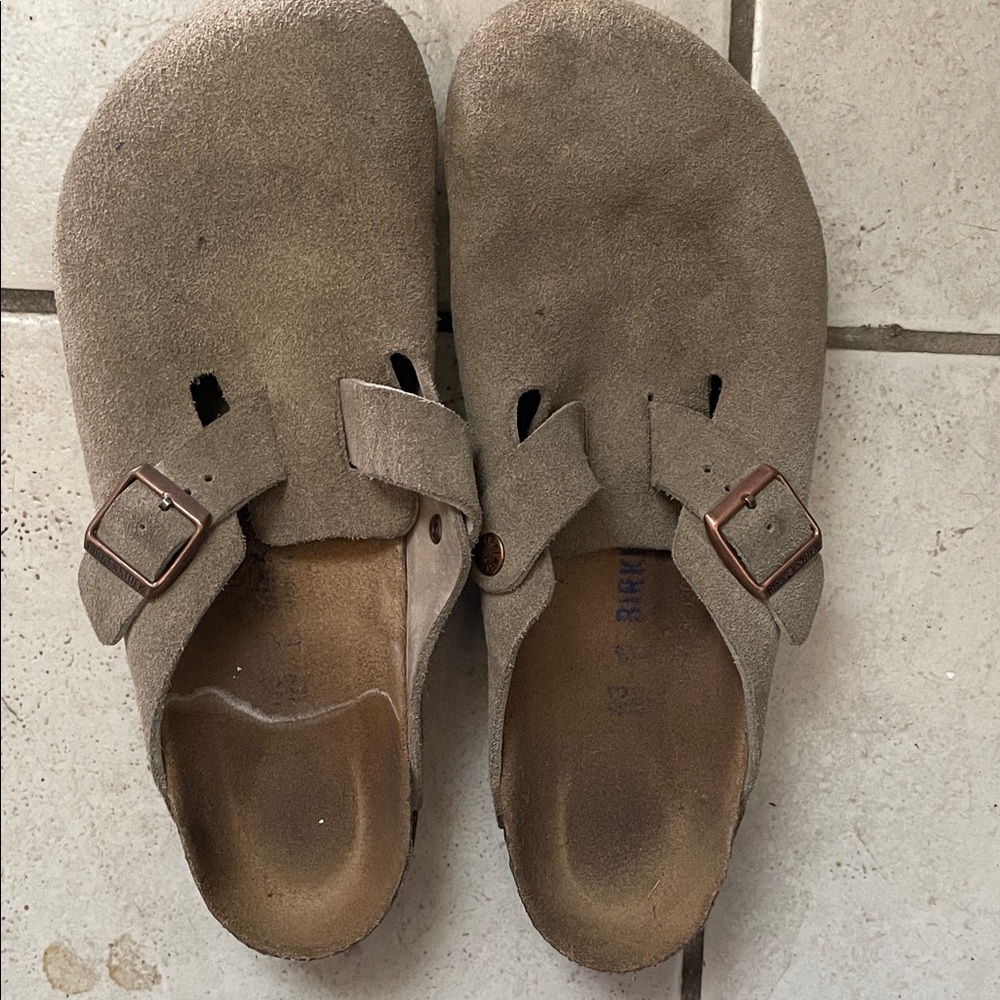 Birkenstock Taupe Suede Slip-On Shoes